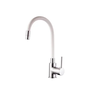 Miscelatore Lavello Cucina con canna flessibile bianca