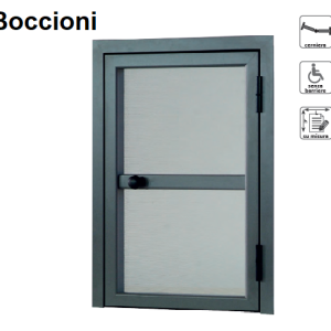 Zanzariera NP Boccioni porta una , due , tre e quattro anta Battente senza binario con porta per cane e gatto , ingombro telaio 3,7 cm