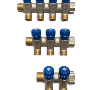 Collettore con rubinetti 3/4 a vitone 2-3-4 vie blu – NTM