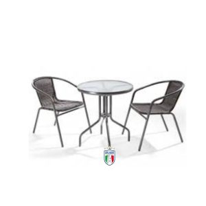 Set giardino in polyrattan Achille tavolino e 2 sedie