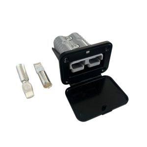 KIT CONNETTORE BIPOLARE SR120 AMP GRIGIO, FISSAGGIO A PARETE CON COPERCHIO