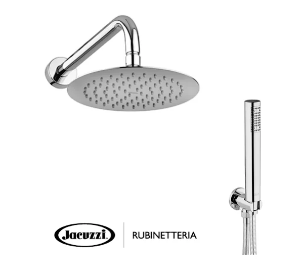 Kit Doccia Incasso Con Soffione 20 cm Tondo Inox, Braccio e Doccetta – JACUZZI